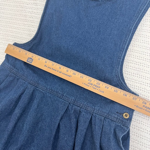 Woolrich Denim Pinafore Dress Cottagecore Women Size L Indigo Cotton Made in USA - Picture 5 of 10